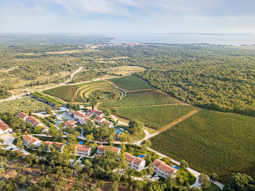 Aerial view of Meneghetti Wine Hotel and Winery